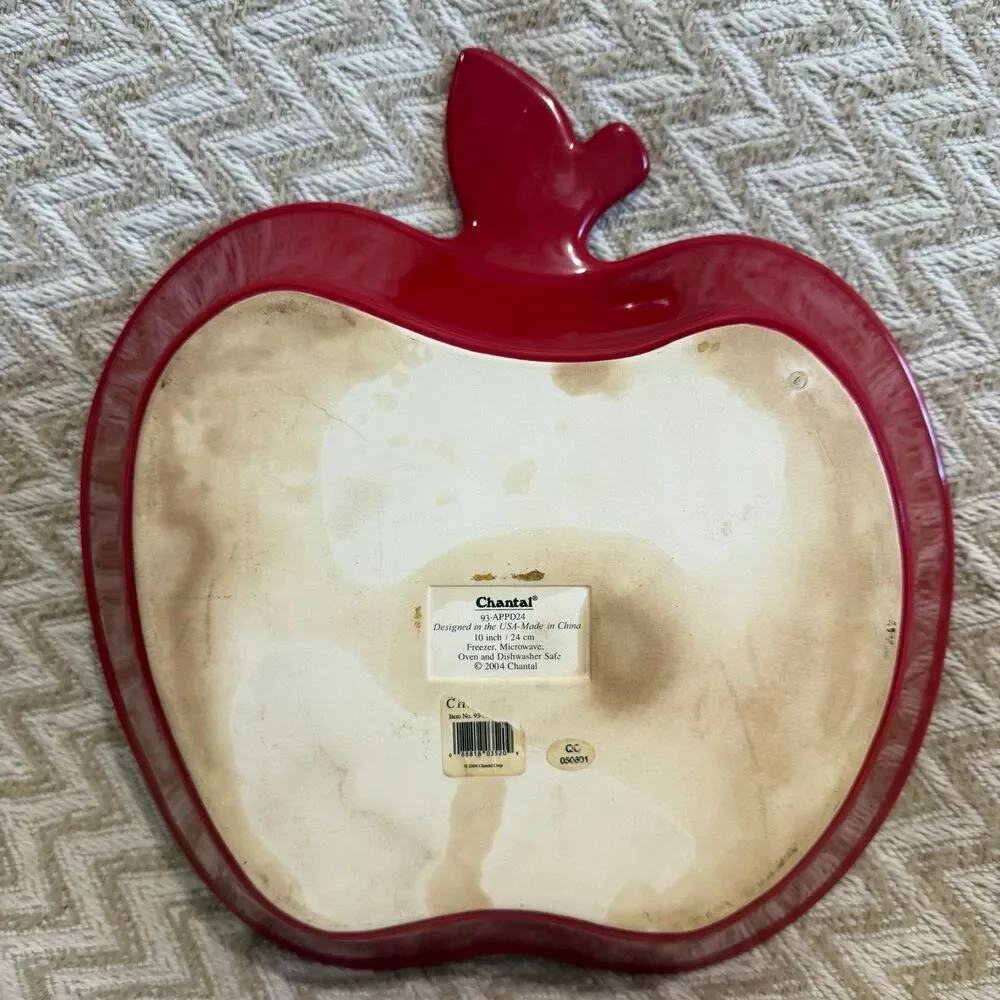 2004 Chantal Red Apple Shaped Stoneware Casserole Baking Dish 10”